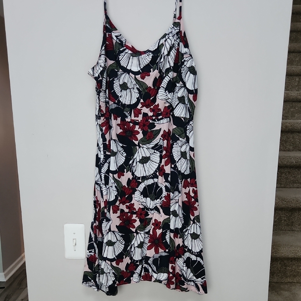 LOFT Spaghetti Strap Pink Floral Dress Size 16